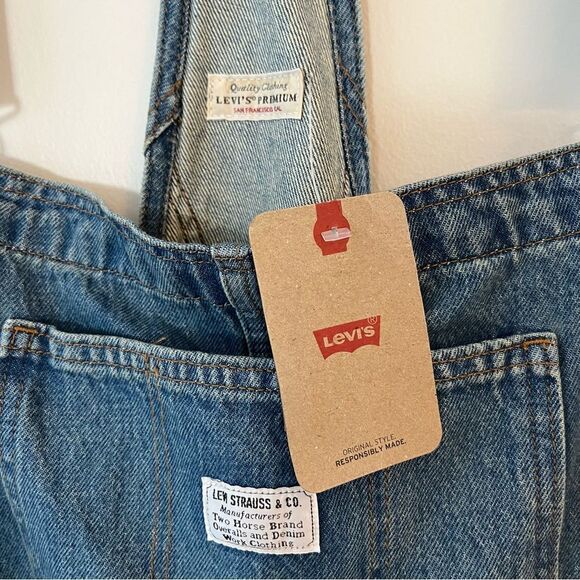 Levi’s Non Stretch Denim Jeans Overalls NWT Medium Wash Size XL - Picture 8 of 13